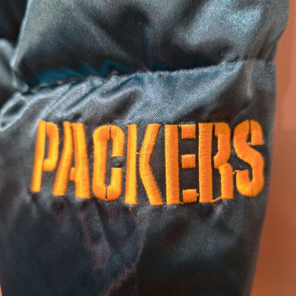 Green Bay Packer's 90s Vintage Fur Trim Hooded Jacket - Picture 8 of 16